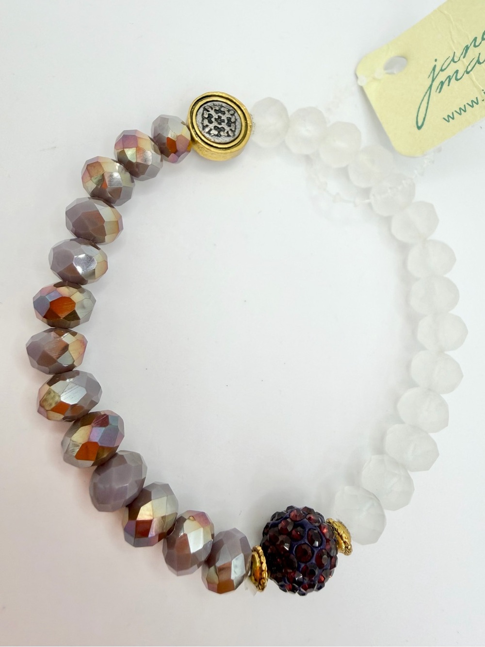 Jane Marie Frosted White & Iridescent Multicolor Bead Stretch Bracelet